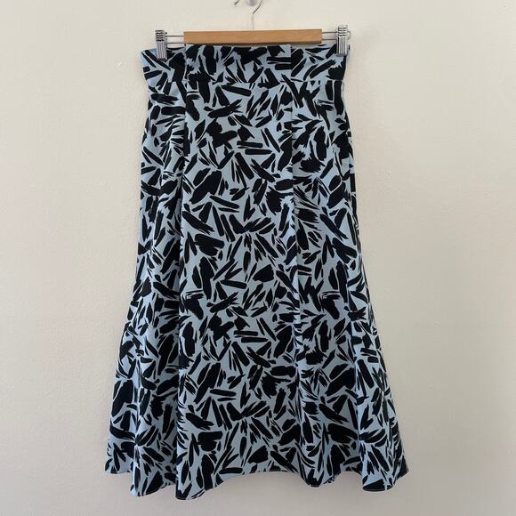 Veronica Beard Avi Skirt Women 4 Blue Floral Midi Silk...